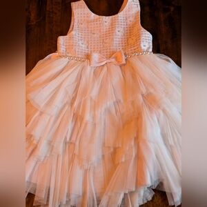 American Princess Elegant White Tulle Dress with Bow/ 6X/7 Girl